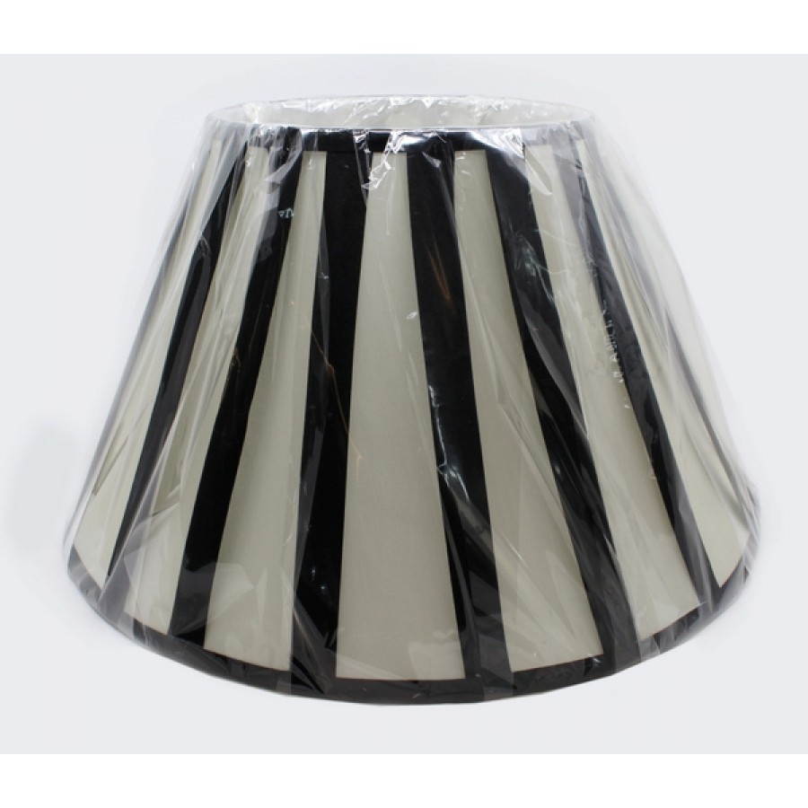 Black & White Lined 16 Inch Lined Table Lampshade 