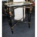 Black Lacquer & Gilt Chinoiserie Porcelain Serving Tray Table  