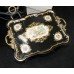 Black Lacquer & Gilt Chinoiserie Porcelain Serving Tray Table  