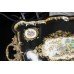 Black Lacquer & Gilt Chinoiserie Porcelain Serving Tray Table  