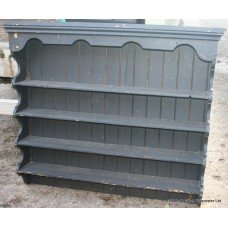 Black Painted Old Pine Wall Hanging Shelves