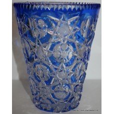Stourbridge Blue Cut Glass Overlay Crystal Vase