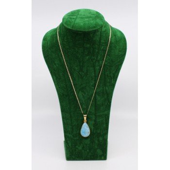 Blue Opal Pendant on 14ct Yellow Gold Chain