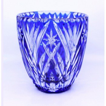 Blue Overlay Crystal Ice Bucket