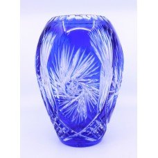 Bohemian Blue Overlay Crystal Ovoid Form Vase