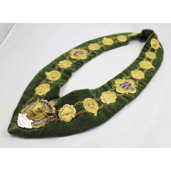 Brass & Enamel Velvet Lodge Chain Masonic Regalia