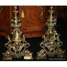 Fine Early 19th c. Brass Fire Chenets