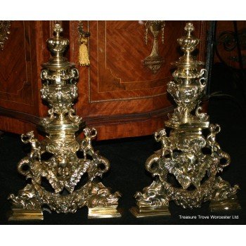 Fine Early 19th c. Brass Fire Chenets