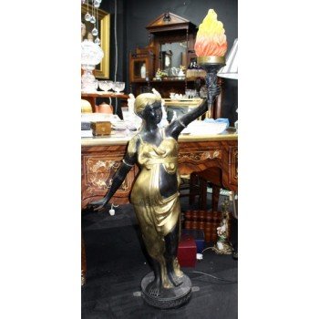 Bronze & Brass Antique Style Torch Bearer Maiden Standard Lamp