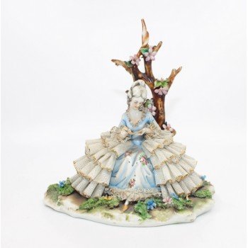 Italian Capodimonte Girl in Lace Dress Figurine