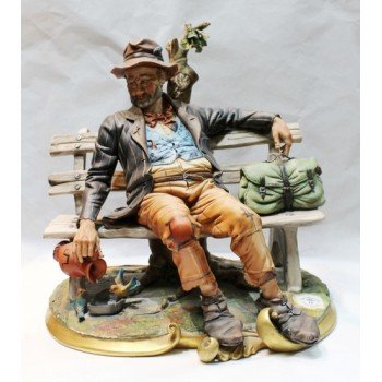 Capodimonte Tramp on Bench Figurine by Volta