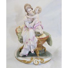 Italian Capodimonte Woman & Child Sculpture