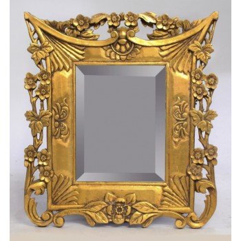 Carved Floral Giltwood Bevelled Glass Wall Mirror