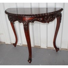 Carved Mahogany Demilune Side Table
