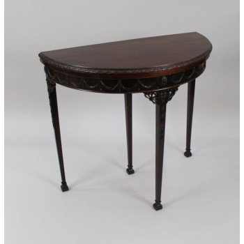 Carved Mahogany Edwardian Adam Style Flip Top Card Table