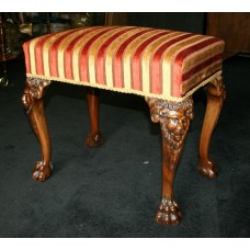 Early 19th c. Irish Carved Walnut Upholstered Stool