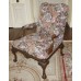 Carved Walnut Finish Ball & Claw Upholstered Armchair