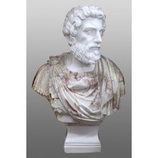 Carved White & Rouge Marble Bust of Marcus Aurelius
