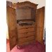 Large Heavily Carved Wood Cabinet Cupboard Linen Press Unit