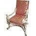 Ornate Carved Wood Silver Leaf Throne Chair