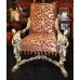 Ornate Carved Wood Silver Leaf Throne Chair