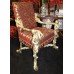 Ornate Carved Wood Silver Leaf Throne Chair