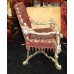 Ornate Carved Wood Silver Leaf Throne Chair