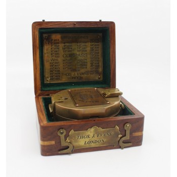 Cased Brass Brunton Compass by Thos.J.Evans London
