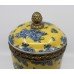 Chinese Ceramic & Brass Lidded Urn on Stand