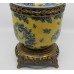 Chinese Ceramic & Brass Lidded Urn on Stand