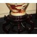 Chinese Porcelain Lamp with Shade on Carved Wood Stand