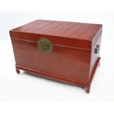 Chinese Red Lacquer Style Chest on Stand