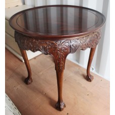 Circular Chippendale Style Carved Flame Mahogany Occasional Table
