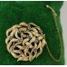 Circular Openwork Sapphire Set 14ct Gold Brooch