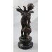 Classical Style Bronze Cherub on Marble Base Statue