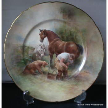 Coalport Hand Painted Changing Horseshoe Plate by Richard Budd