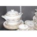 Coalport White, Gold & Burgundy Dinner Service 35 Pieces