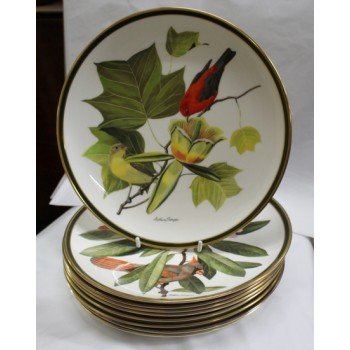 Collection of 9 Franklin Porcelain Songbirds of the World Plates