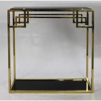 Contemporary Marble Topped Brass Side Table