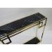 Contemporary Marble Topped Brass Side Table