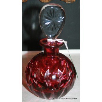 Elegant Cut Glass Crystal Cranberry Perfume Bottle