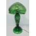 Green Crystal Overlay Cut Glass Mushroom Lamp
