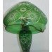 Green Crystal Overlay Cut Glass Mushroom Lamp