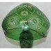 Green Crystal Overlay Cut Glass Mushroom Lamp