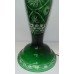 Green Crystal Overlay Cut Glass Mushroom Lamp