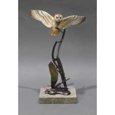 David Fryer Studios Porcelain & Bronze Owl