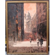 David Stefan Przepiora (b.1944) Italian City Scene Painting Oil on Board