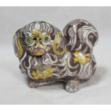 Decorative Brass Cloisonné Enamel Pekingese Dog