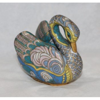 Decorative Brass Cloisonné Enamel Swan