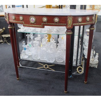 Decorative Marble Topped Side Table with Porcelain Panels